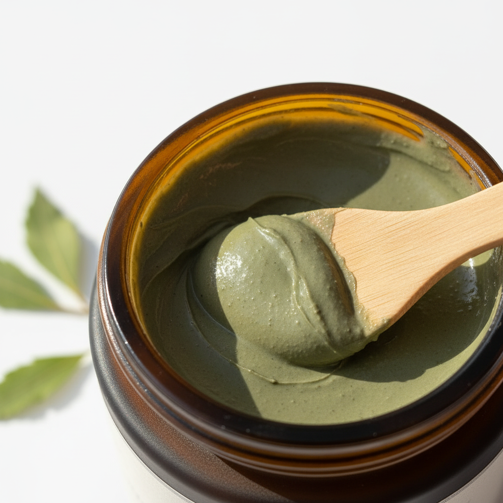 Arcilla verde en crema niacinamida + exfoliante rosa mosqueta antiacné reparación piel grasosa